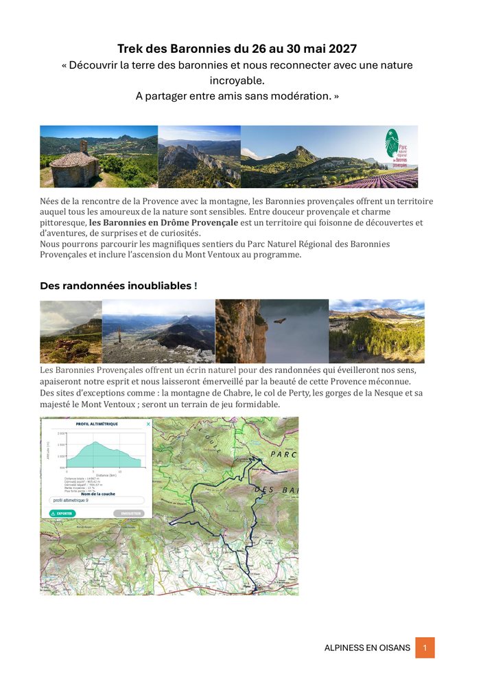 Aperçu de la proposition Trek des Baronnies